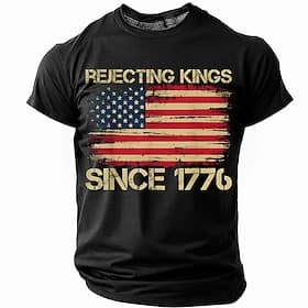 4th of July 2026 250th Memorial Day Patriotic Patriot 3D Print US Flag Crew Neck Short Sleeve T-Shirt Daily Street