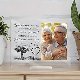 Personalized Memorial Photo Plaque with Base,Custom Acrylic Sympathy Gifts Missing You Photo Frames Plaque I'm Always With You Picture Frame