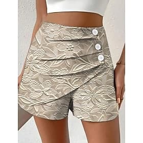 Women's Chinos Shorts Vacation Vintage Ethnic Style Short High Waist Floral Graphic Pleated Micro-elastic Daily Vacation Street Robin's Egg Blue Red Green Khak