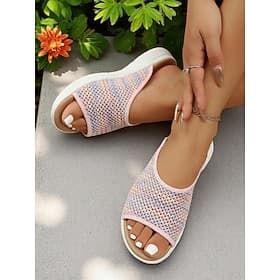 Women's Colorful Woven Mesh Slide Sandals – Lightweight Open-Toe Slip-Ons with Airy Comfort, Perfect for City Errands, Beach Town Walks and Patio Relaxation