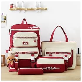 Tween  Teen Girls 5PCS School Backpack Set, Preppy Lightweight Bookbag with Tote Bag, Crossbody Purse  Pencil Case for Middle School and Daily Campus Use