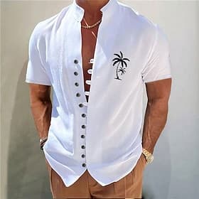 Herren Kokospalme Grafikdrucke Hemd Sommer Hawaiihemd Alohahemd Kurzarm Mode Streetwear Designer Outdoor Urlaub Straße Sommer Frühling Stehkragen Druck Weiß Bl