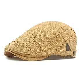 Men's Flat Cap Ascot Hat Newsboy Hat Light Khaki Black Licorice Fashion Casual Street Daily Plain Adjustable Sunscreen Breathable