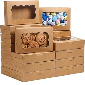 30PCS Clear Paper Bakery Boxes Small Snack Containers for Cookies, Cakes, Candy – Perfect for Wedding, Birthday, Christmas, Thanksgiving, Valentine's Day, Moth
