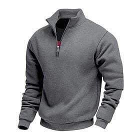 Voor heren Sweatshirt Sweatshirt met kwartrits Zwart Wit Rood Donkergrijs Halve rits Effen Dagelijks Sport  Outdoor Feestdagen Polyester Streetwear Basic Casua