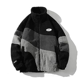 Men's Windbreaker Hiking Jacket Winter Coat Hiking Fleece Jacket Winter Autumn / Fall Outdoor Patchwork Thermal Windproof Fleece Jackets Black White Grey