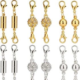 12pcs/set Magnetic Necklace Clasps and Closures for Jewelry, Strong Secure Snap Lock, Easy to Use for Arthritis, DIY Repair, Bracelet Extender Connector