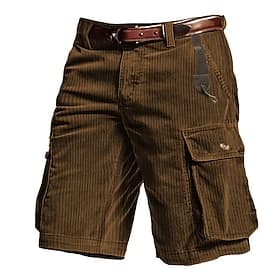 Men's Cargo Shorts Shorts Summer Shorts Corduroy Shorts Multi Pocket Flap Pocket Plain Comfort Wearable Knee Length Outdoor Sport Daily Fashion Casual Black Co