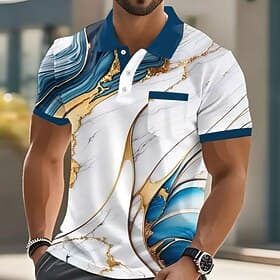 Homme Graphique Polo Manche Courte Polos Chemises à Col Vêtement décontracté de travaile Extérieur Athleisure Tenue quotidienne Avec Poches Impression 3D Bouto