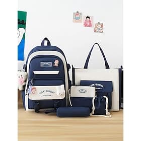 Tween  Teen Mädchen 5-teilige Kawaii Rucksack Set Großer Kapazität Schulrucksack mit Tragetasche Stiftetui für die tägliche Schulsnutzung
