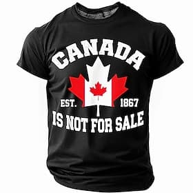 Men's Patriotic Canadian T-Shirt with Maple Leaf, 'Canada Est. 1867 Is Not For Sale' Graphic Short Sleeve Tee