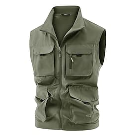 Men's Fishing Vest Hiking Vest Spring Autumn / Fall Outdoor Thermal Warm Lightweight Breathable Vest Hunting Fishing Climbing Black Army Green Khaki Dark Blue