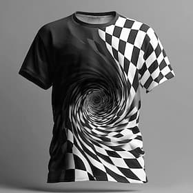 Herren Visuelle Täuschung T Shirt Kurzarm T-Shirt 3D-Druck Rundhalsausschnitt Hemd Übertrieben Designer Lässig Täglich Club Blau Weiß Gelb Sommer Frühling Ganz