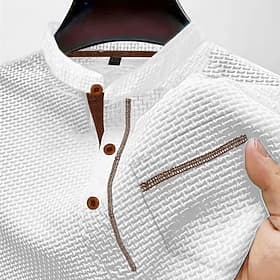 Men's T Shirt Henley Shirt Tee Short Sleeve Shirt Short Sleeve Henley Summer Spring Patchwork Fashion Designer Basic Pocket Buttons Vacation Street Going out W
