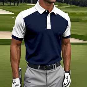 Men's Graphic Sports Polo Shirts Short Sleeve Polo Shirts Collared Shirts Sportswear Casual Athleisure Buttons Summer Blue Green Light Blue