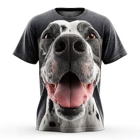 Men's Dog 3D Cartoon T Shirt Short Sleeve T shirt 3D Print Crew Neck Shirt Exaggerated Designer Party Street Casual Black Brown Gray Summer Spring All Seasons