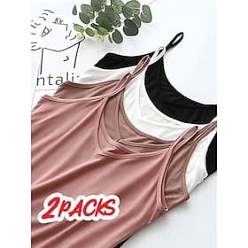 Damen Camisole-Tanktop Einfarbig Einfach Täglich Ärmellos Rundhalsausschnitt Quadrathals Rundausschnitt Normale Oberteile Schwarz und Weiß Schwarz / Rosa Weiß