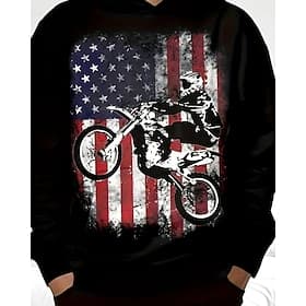 Boys' 3D Flag Hoodie Long Sleeve Spring Fall Fashion Streetwear Kids 4-12 Years Hooded Casual Daily Outdoor Regular Fit