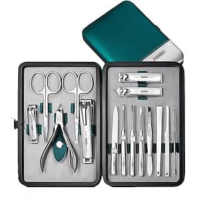 RIMEI Nail Scissors Set 15pcs Professional Nail Clipper Kit Manicure Set with Portable Leather Case, Stainless Steel Manicure and Pedicure Grooming Kit Nail Cl