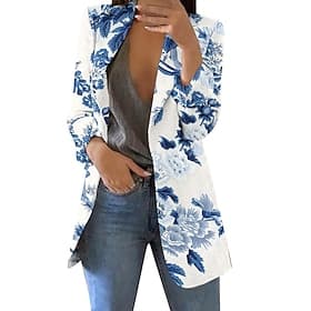 Femmes Blazer Confortable Imprimé Élégant Mode Occasionnel Fleuri Sortir Décontracté Quotidien Cardigan Régulier Revers Coupe régulière manche longue Vêtements