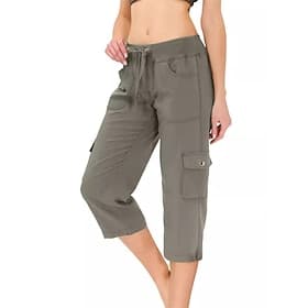 Women's Cargo Pants Capri Pants Fashion Streetwear Calf-Length Natural Solid Colored Pocket Elastic Waist Comfortable Micro-elastic Sports  Outdoor Daily Wear