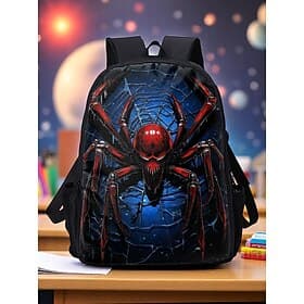 Men's Large Capacity Spider Print Backpack with Double Layer Design – Cool Graphic School Bag for Teens and Outdoor Travel