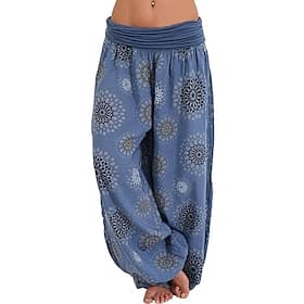 Women's Pants Trousers Harem Pants Palazzo Pants Fashion Boho Full Length Mid Waist Print Elastic Waist Comfy Comfortable Micro-elastic Street Daily Wear Going