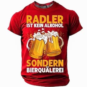 Herren Lustiges Deutsches Bier T-Shirt - 'Radler ist Bierquälerei' Trink-Humor Grafik Kurzarm Tee