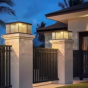 Outdoor Post Lights Fixture Metal Waterproof IP44 Modern Yard Entry Outdoor Column Lights with Stainless Steel Housing Patio Pillar Lights 110-240V 20W