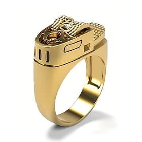 Men's Gold Alloy Lighter Ring - Bold mechanical design style, A stylish men's party nightclub gift accessory