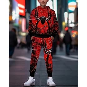 Garçons 3D Araignée Ensemble Hoodie et Pantalon de survêtement Tenue de sport Survêtements de sport manche longue Printemps Automne Quotidien Basique Occasionn