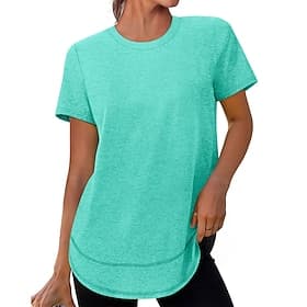 Women's T Shirt Summer Tops Vintage Classic Casual Short Sleeve Crew Neck Regular Tops Daily Sports Going out Blue Black White Light Green Gray Summer