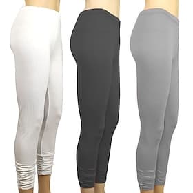Women's Pants Trousers Leggings Cozy Leggings Streetwear Casual Full Length Natural Plain Elastic Waist Comfy Outdoor Comfortable Outdoor Athleisure Holiday Ma