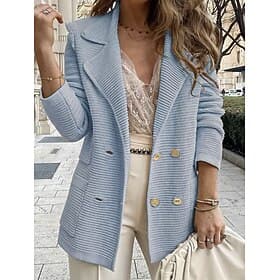 Women's Blazer Comfortable Breathable Buttons Fashion Modern Plain Work Daily Regular Turndown Regular Fit Long Sleeve Outerwear Black White Pink Spring Fall