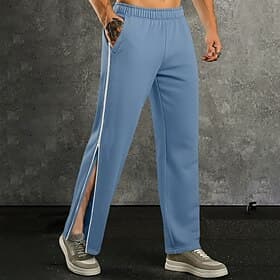 Men's Tear Away Pants Straight Leg Sweatpants Open Bottom Sweatpants Zipper Elastic Waist Split Solid Color Comfort Breathable Full Length Casual Daily Holiday