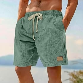 Men's Shorts Summer Shorts Beach Shorts Drawstring Pocket Elastic Waist Plain Comfort Breathable Knee Length Beach Vacation Holiday Vacation Hawaiian Purple Gr