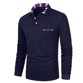 Herren Poloshirts Golfshirt Lässig Ferien Klassisch Langarm Mode Basic Einfach Schnelltrocknend Sommer Normale Passform Grau Poloshirts