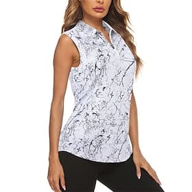 Women's Graphic Sport Shirt Golf Polo Shirt Tennis Shirt Sleeveless Zipper High Elasticity Moisture Wicking Breathable Tennis Golf Pickleball Turndown Zip Coll