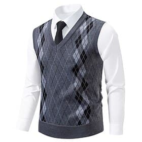 Men's Sweater Sweater Vest Pullover Sweater Jumper Ribbed Knit Regular Tops Knitted Slim Fit Argyle V Neck Knitwear Contemporary Formal Casual Clothing Apparel
