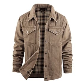 Men's Lightweight Jacket Casual Jacket Denim Jacket Vacation Daily Pocket Fall Winter Plain Fashion Classic Lapel Regular Black Brown Green Dark Blue Light Blu