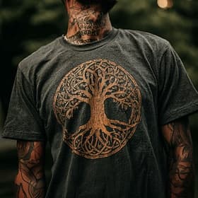 Men's 3D Celtics Tree Of Life T Shirt Short Sleeve T shirt 3D Print Crew Neck Shirt Viking Designer Party Street Blue Black Dark Blue Summer Spring Clothing Ap