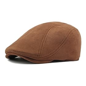 Homme Chapeau Ascot Casquette Gavroche Noir Vin Imitation daim Mode Occasionnel Rue Quotidien Uni Réglable Écran solaire Respirant