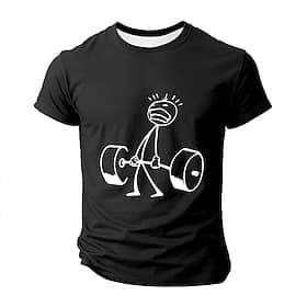 Mannen's Grappige Gewichtheffen Stick Figure Grafische T-shirt Korte Mouw Gym Workout Shirt Voor Fitness