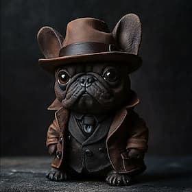 Bulldog Gentleman Resin Figurine, Dapper Dog Statue for Home Decor, Desktop Resin Ornament, Stylish Gift for Animal Lovers