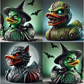 Halloween Dark Wizard Duck Figurine Resin Duck Statue Horror Gothic Werewolf Mutant Duck Party Decor, Spooky Resin Craft for Tabletop, Shelf, or Halloween Disp