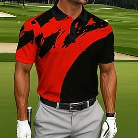Men's Color Block Golf Polo Sports Polo Shirts Short Sleeve Polo Shirts Collared Shirts Casual Athleisure Outdoor clothing Daily Wear Buttons Summer Blue White