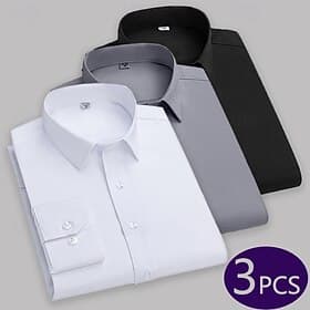 Men's Shirt Dress Shirt Button Up Shirt Tuxedo Shirts Solid / Plain Color Office  Career Daily Wear BlackWhiteGray blackwhitegreen WhiteGrayGreen GrayGreenRed