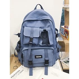 Meisjes Tieners Utility School Rugzak met Pluche Sleutelhanger Casual Multi Compartment Boekenrugzak voor High School College Reizen