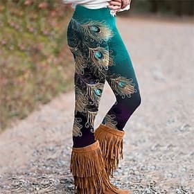 Dames Viking Broeken Leggings Gezellige leggings Vintage Boho Volledige lengte Hoge taille Grafische prints Elastische taille Afdrukken Ademend Comfortabel Rek