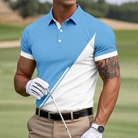 Men's Color Block Golf Polo Sports Polo Shirts Short Sleeve Polo Shirts Collared Shirts Sportswear Casual Outdoor Athleisure Buttons Summer Blue Yellow Red